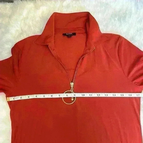 MSK Asymmetrical Dress with ORing Gold Zippered Collared Neckline Women Sz Small - Picture 8 of 10